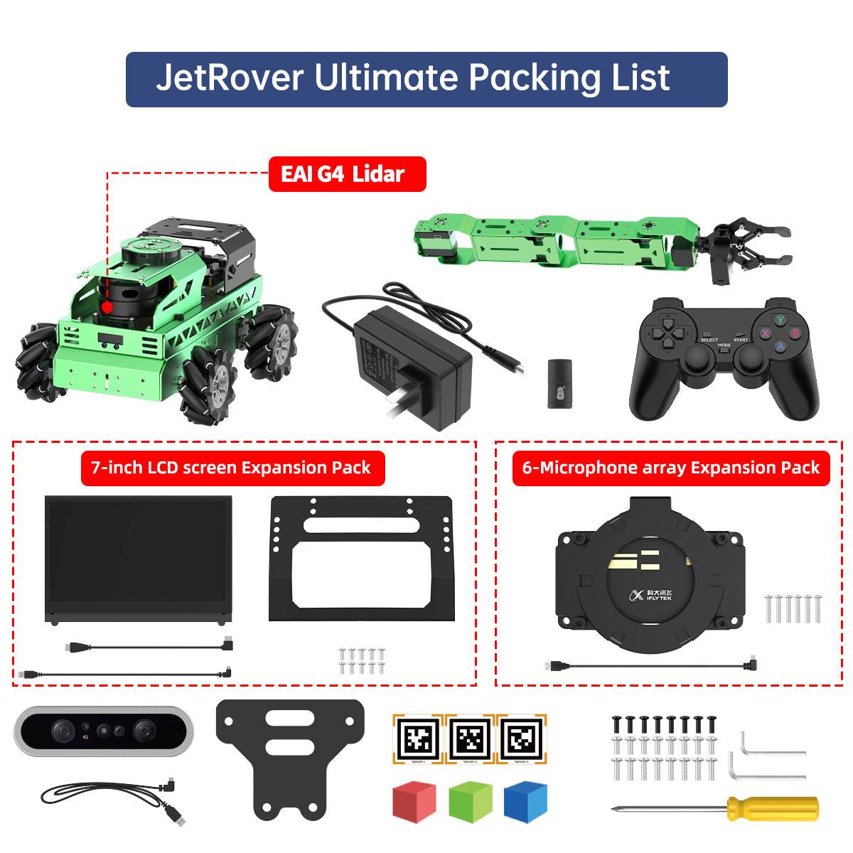 Hiwonder JetRover JETSON Robot Car with AI Vision Robotic Arm, Supports ROS1 & ROS2, with AI Large Model (ChatGPT), SLAM Mapping/Navigation, AI Voice Interaction, Intelligent Sorting Hiwonder JetRover JETSON Robot Car with AI Vision Robotic Arm, Supports ROS1 & ROS2, with AI Large Model (ChatGPT), SLAM Mapping/Navigation, AI Voice Interaction, Intelligent Sorting